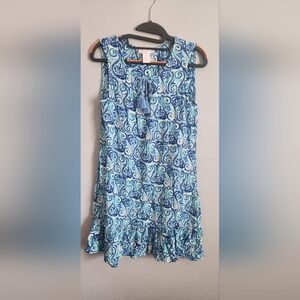 Blue and White Paisley Swim Cover-Up